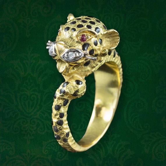 Leopard Ring Ruby Diamond 18ct Gold - image 1
