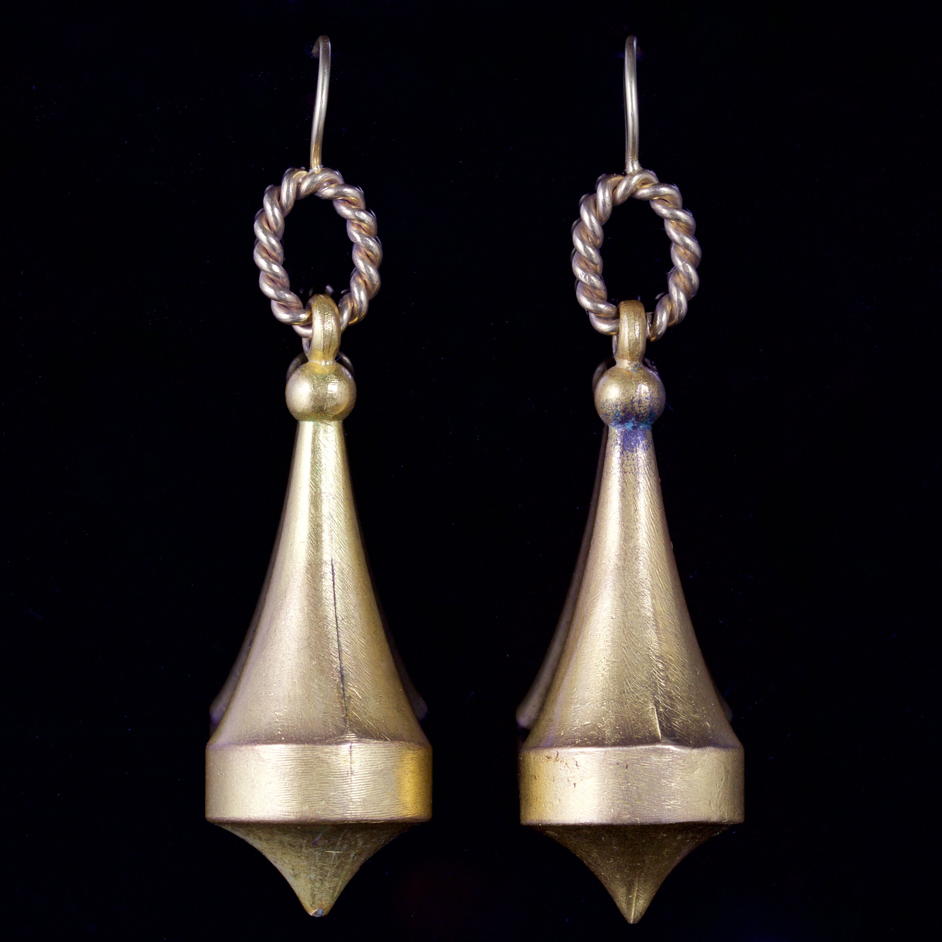 Antique Victorian Gold Gilt Drop Earrings