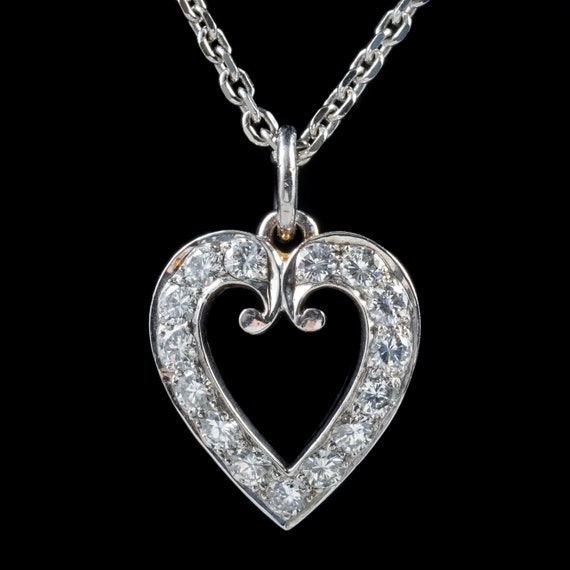 Vintage Diamond Heart Pendant Necklace 