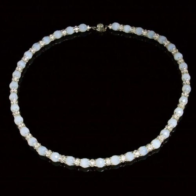 Silver Opaline Glass Quartz Crystal Necklace | Etsy
