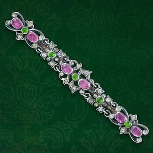 Antique Victorian French Suffragette Paste Bar Brooch Silver