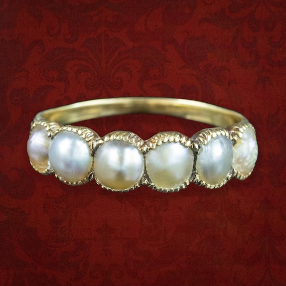 Antique Georgian Natural Pearl Half Hoop Ring