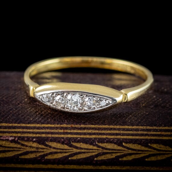 Antique Edwardian Diamond Five Stone Ring - image 8