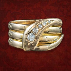 Antique Victorian Diamond Snake Ring Dated 1886