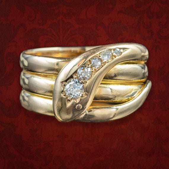 Antique Victorian Diamond Snake Ring Dated 1886