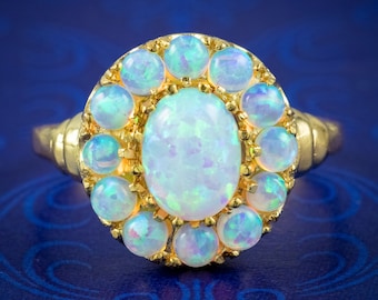 Opal Cluster Ring 18ct Gold on Silver