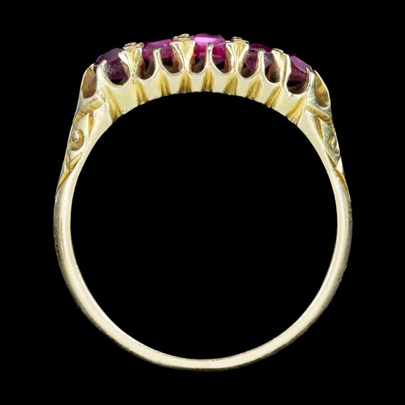 Antique Victorian Ruby Five Stone Ring 0.90ct Tot… - image 5