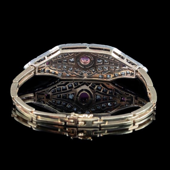 Antique Victorian Ruby Diamond Cluster Bracelet S… - image 3