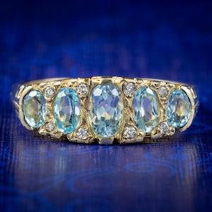 Blue Topaz Diamond Ring 9ct Gold 2ct Of Topaz