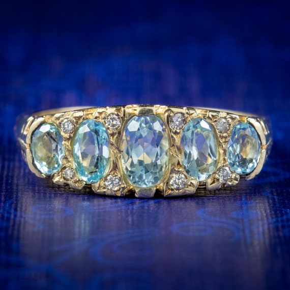 Blue Topaz Diamond Ring 9ct Gold 2ct Of Topaz