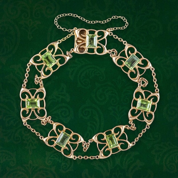 Antique Victorian Peridot Bracelet 15ct Gold