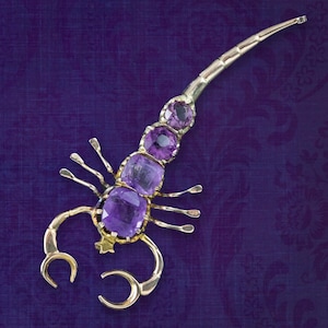 Antique Victorian Amethyst Scorpion Brooch 9ct Gold