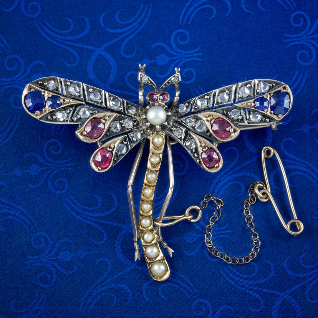 Antique dragonfly brooch deals