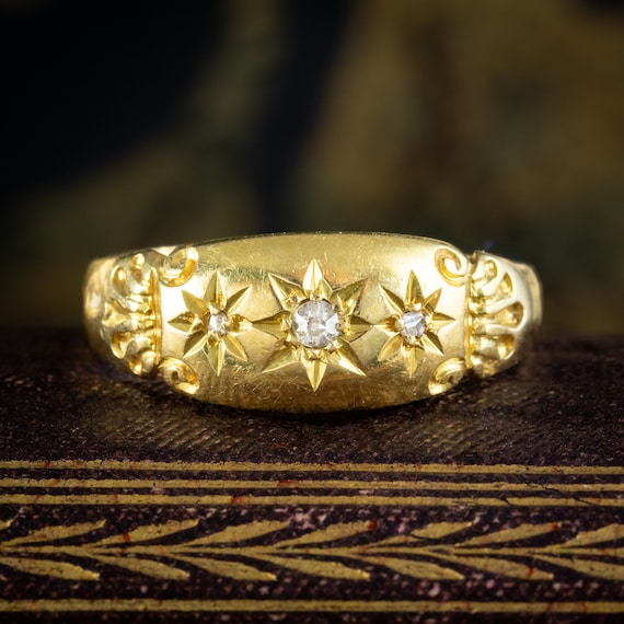 Antique Edwardian Diamond Trilogy Ring Dated 1912 - image 8