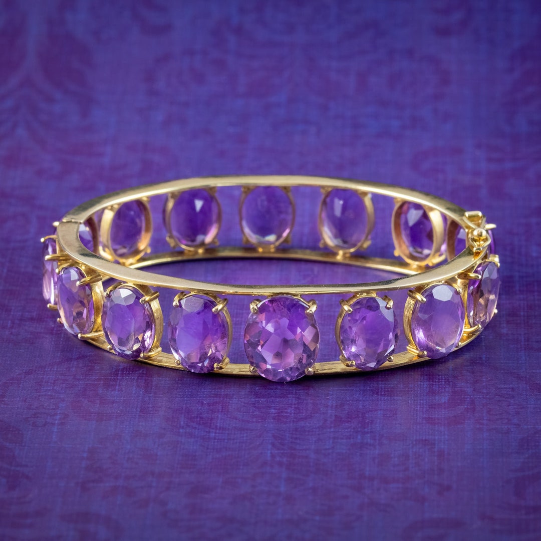 Vintage Amethyst Eternity Bangle 9ct Gold 62ct of Amethyst - Etsy