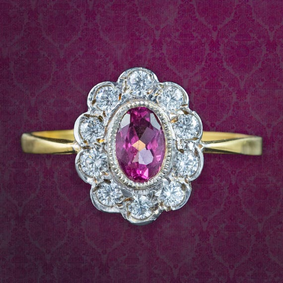 Edwardian Style Pink Topaz CZ Daisy Cluster Ring