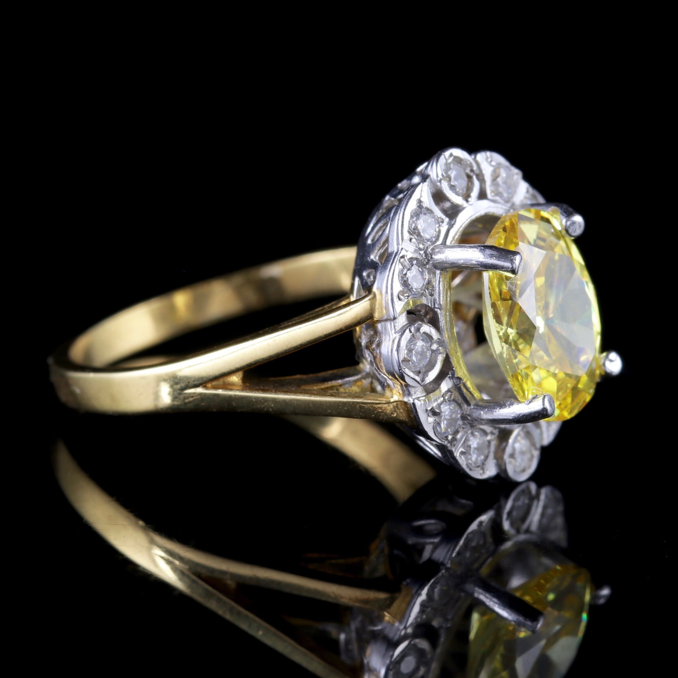 Yellow Quartz Cluster Ring 18ct Gold Silver