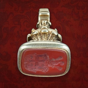 Antique Victorian Carnelian Intaglio Seal Fob Pendant 18ct Gold