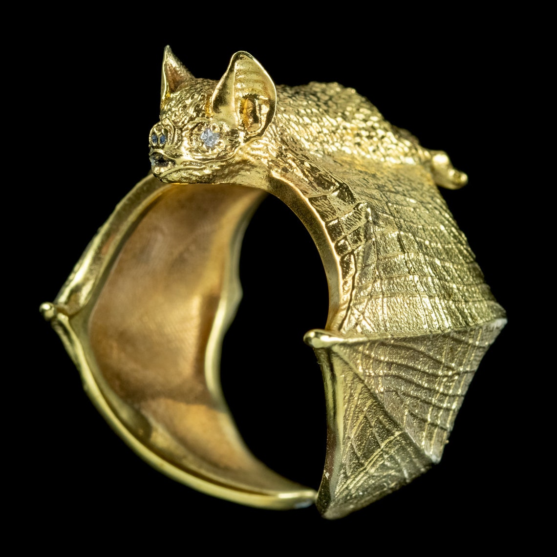Diamond Bat Ring Sterling Silver 18ct Gold Gilt Etsy