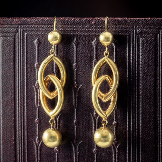 Antique Victorian Etruscan Drop Earrings 15ct Gold - image 5