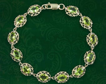 Pulsera de peridoto estilo victoriano en oro de 9 quilates