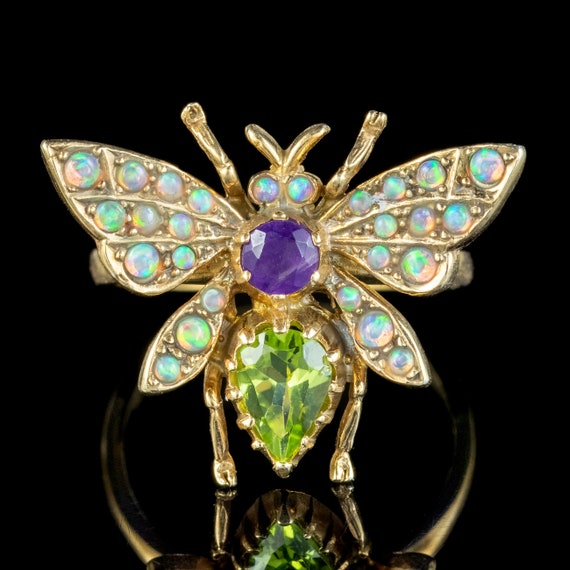 Suffragette Bee Ring Opal Amethyst Peridot - image 2