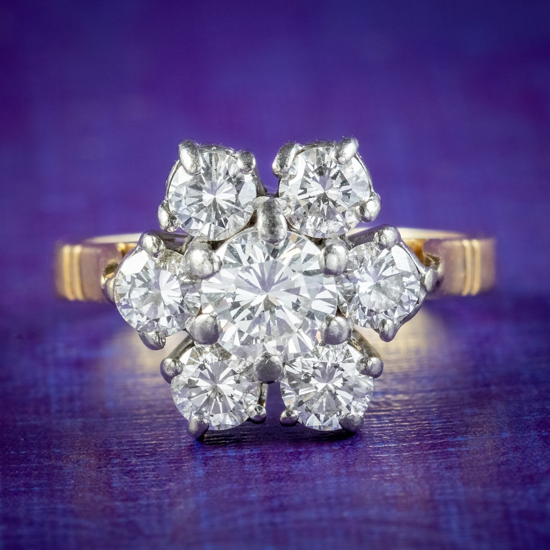 Vintage Diamant Daisy Cluster Ring 1.9ct Gesamt Datiert 1981 Etsy
