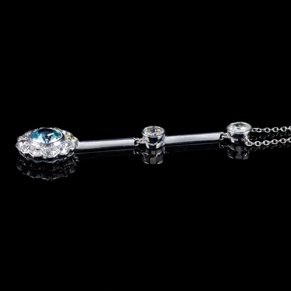 Antique Edwardian Blue Zircon Diamond Lavaliere N… - image 7