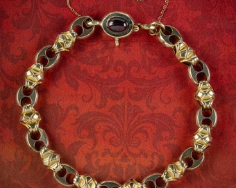 Antique Victorian 15ct Gold Bracelet Garnet Clasp Circa 1880