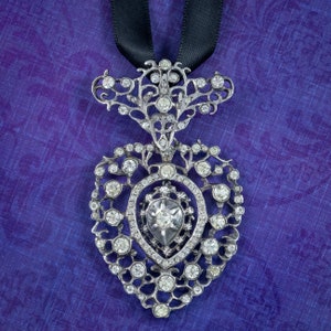 Antique Georgian Silver Paste Pendant And Ribbon
