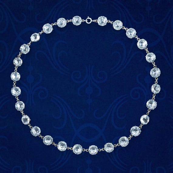 Antique Art Deco Paste Riviere Necklace Silver