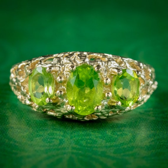 Peridot Trilogy Ring 9ct Gold