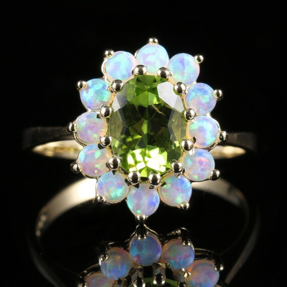 Opal Peridot Ring 9ct Gold 1.60ct Peridot