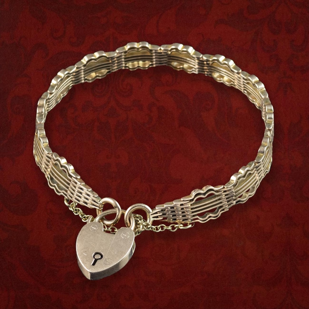 Antique Victorian Gate Bracelet 9ct Gold With Heart Padlock - Etsy
