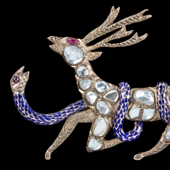 Antique Victorian French Diamond Stag And Snake B… - image 3