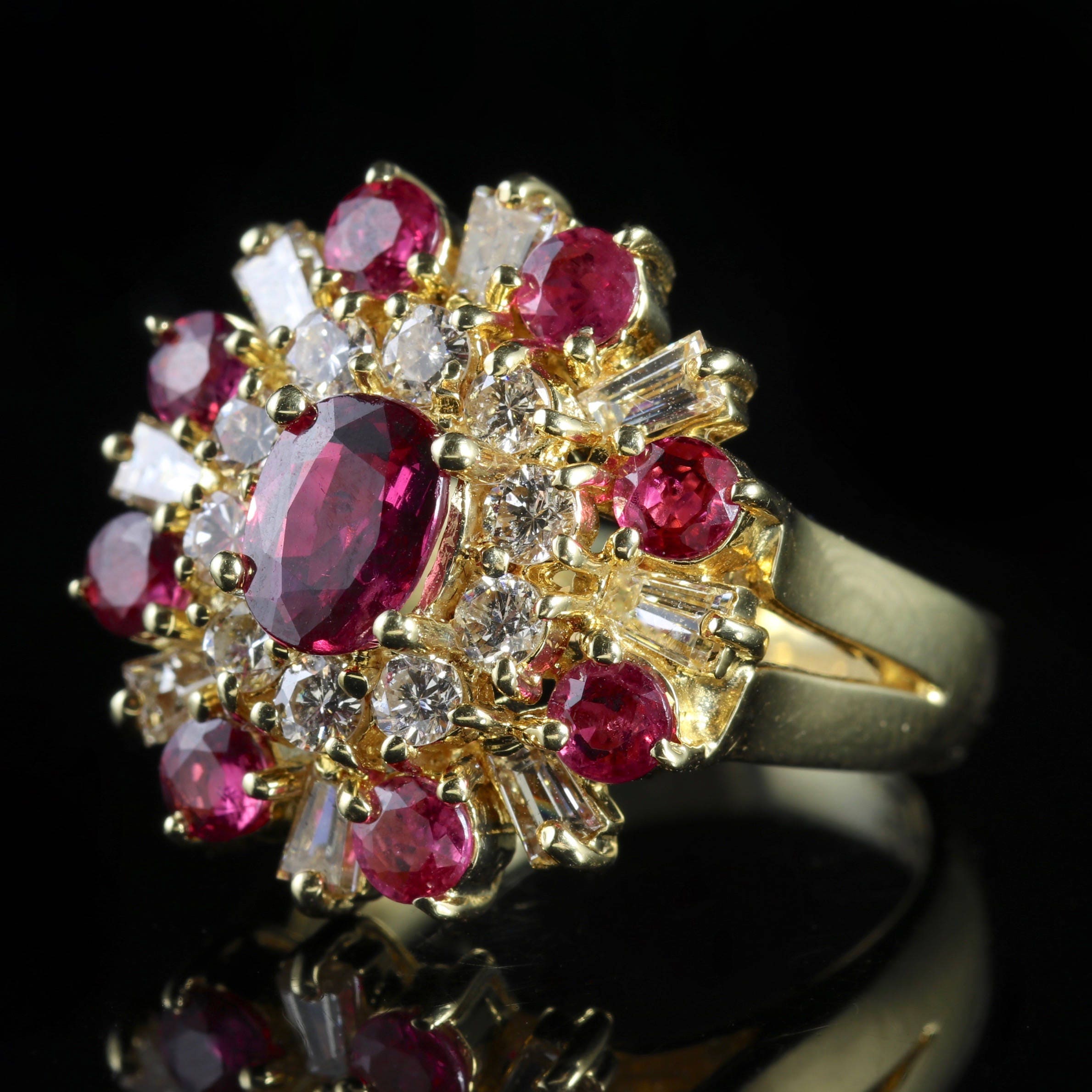Vintage Ruby Diamond Cluster Ring 1.29ct Ruby 1.50ct Diamond | Etsy