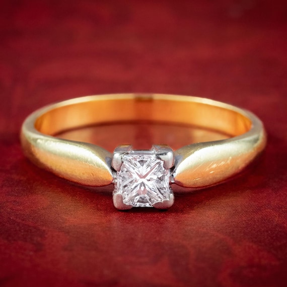 Princess Cut Diamond Solitaire Ring 0.30ct Diamond Dated 1997