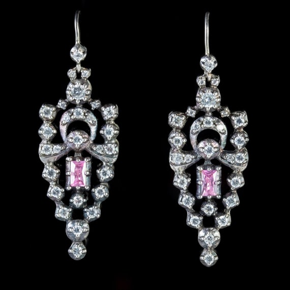 Paste Stone Earrings Sterling Silver Pink Paste