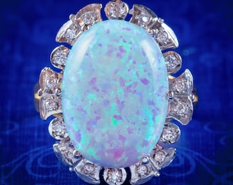 Opal Cocktail Ring Silver 18ct Gilt