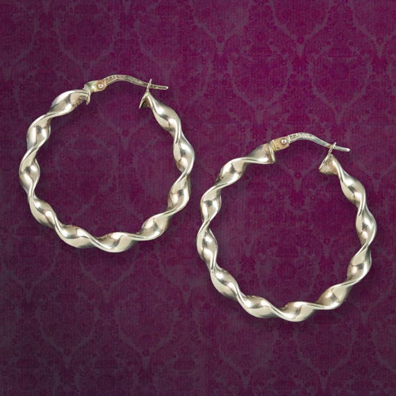 Vintage Twisted Hoop Earrings 9ct Gold