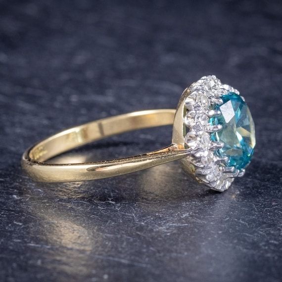 Antique Edwardian Blue Zircon Ring 18Ct Gold Plat… - image 5