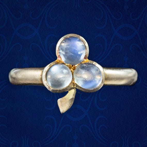 Antique Victorian Moonstone Shamrock Ring