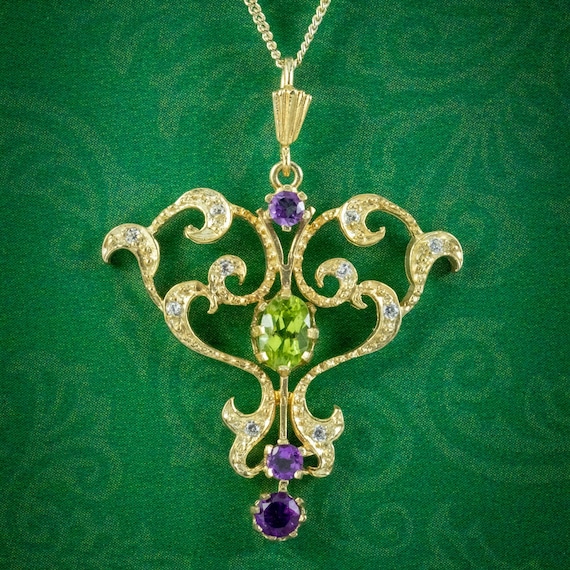 Edwardian Suffragette Style Pendant Necklace Silver 18ct Gold Gilt