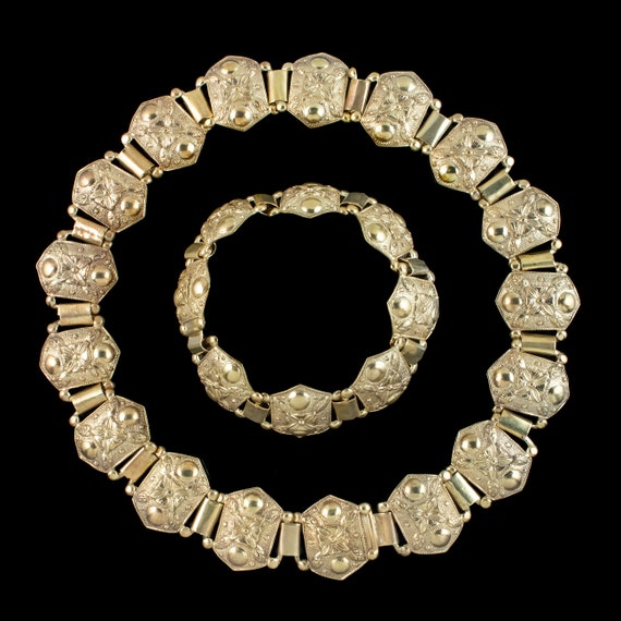 Antique Victorian Collar And Bracelet Set Silver … - image 2