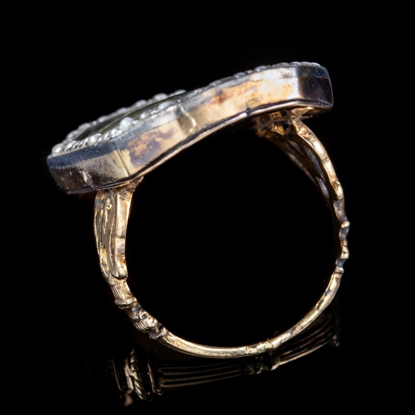 Antique Georgian Silk Pearl Mourning Ring 18ct Gold Circa 1750 | Etsy