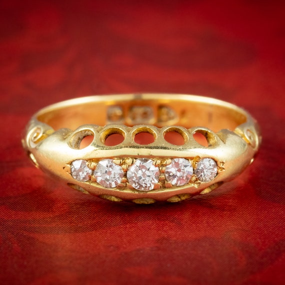Antique Victorian Diamond Five Stone Ring - image 1