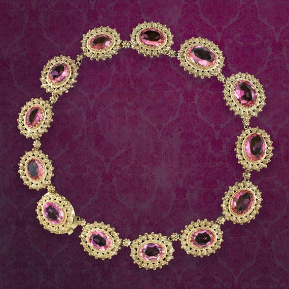 Antique Victorian Pink Paste Collar Necklace