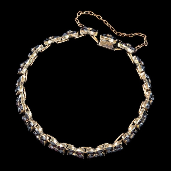 Antique Victorian Bohemian Garnet Flower Bracelet - image 3