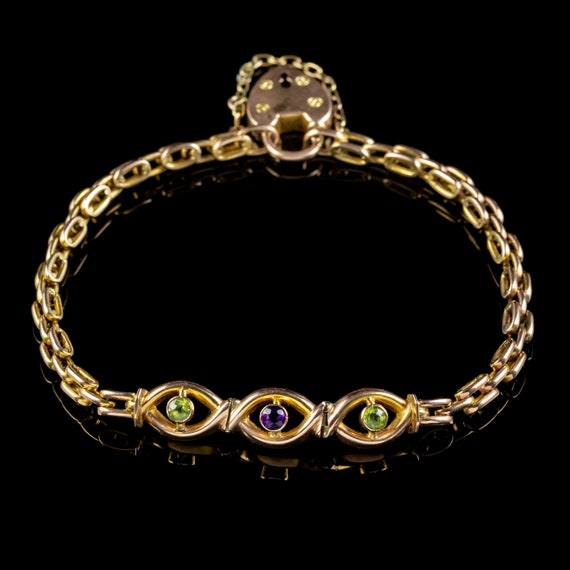 Antique Edwardian Heart Padlock Bracelet 9ct Gold… - image 2