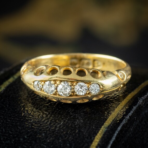 Antique Victorian Diamond Five Stone Ring - image 8